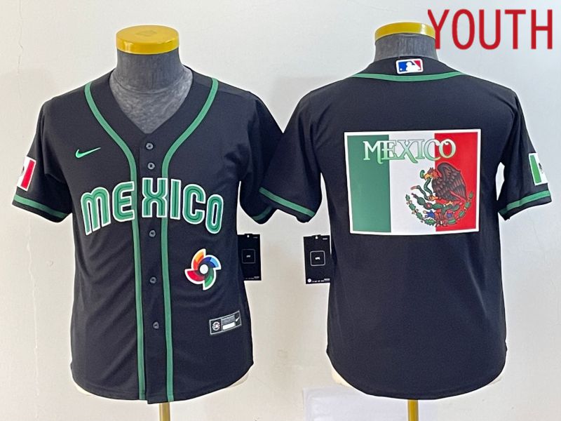 Youth 2023 World Cub Mexico Blank Black Nike MLB Jersey6->youth mlb jersey->Youth Jersey